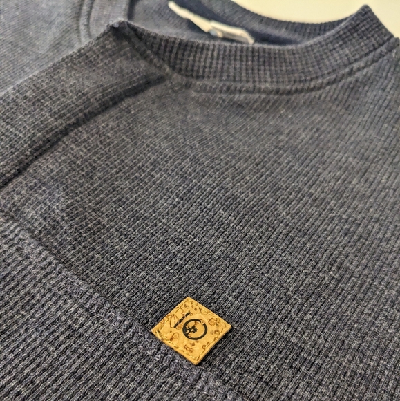 tentree Long Sleeve Waffle Henley Shirt | Heathered Blue | Small | EUC - Picture 7 of 13